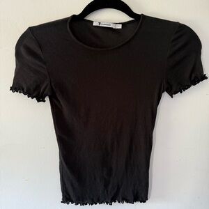 Alexander Wang Black Ruffled Hem Women's Top